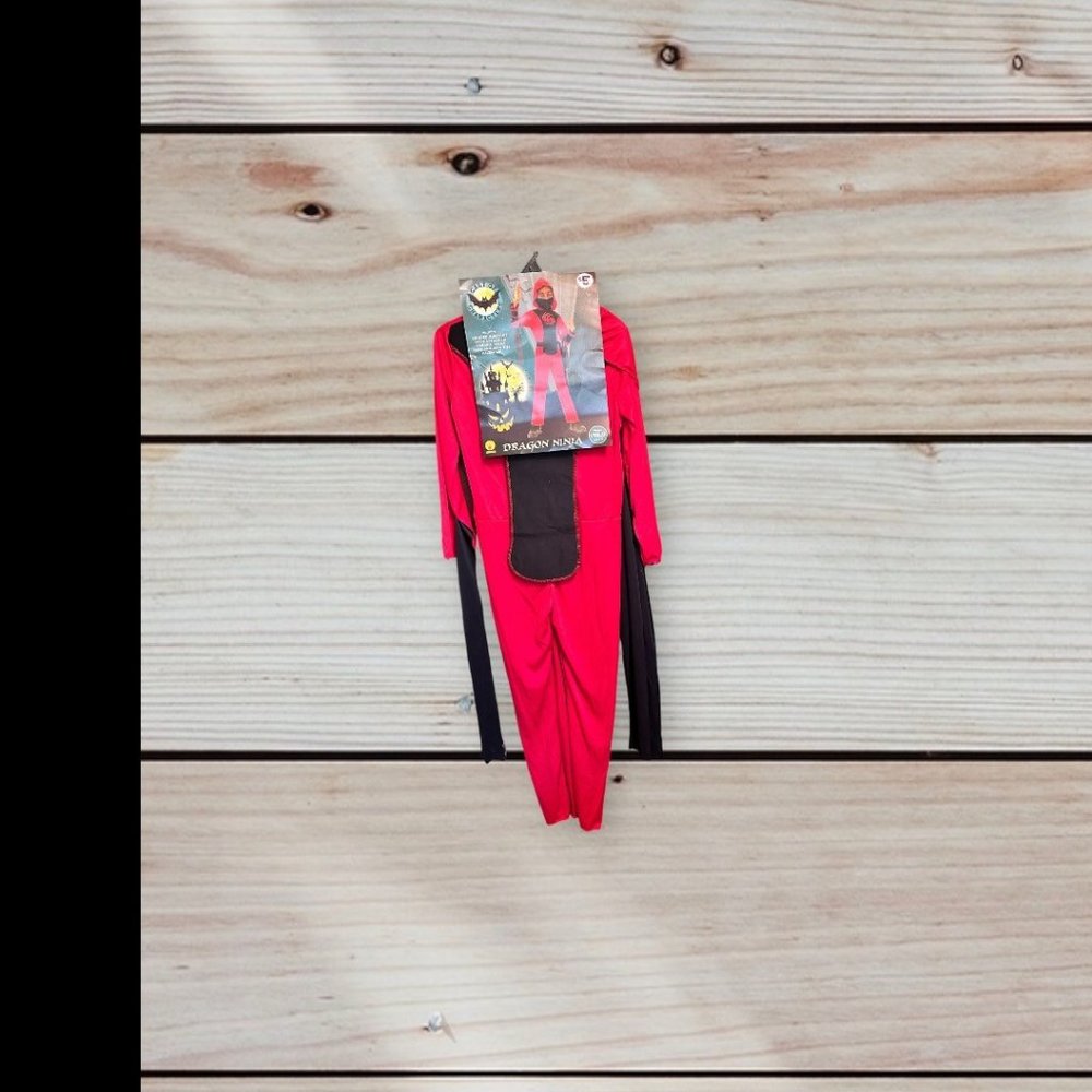 Dragon Ninja Halloween Costume‎ Kids Child Medium 8-10 Red Black Trim No Mask